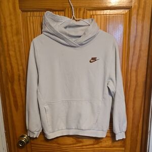 Nike Men's Light Gray Hoodie with Brown Logo